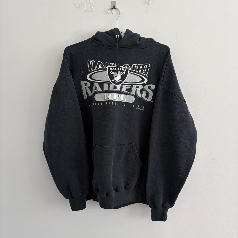 Vintage Chalk Line Oakland Raiders NFL Hoodie Black 1996 Large Mens